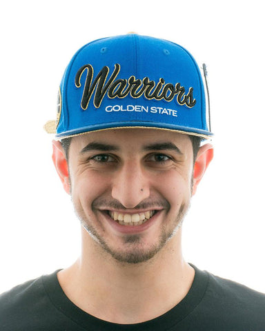 Warriors Drop Shadow Script Strapback Hat
