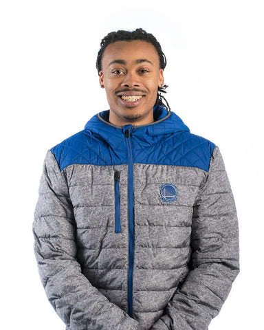 Mens Golden State Warriors Primary Logo 50 Yard Line Hooded Jacket - Heather Gray