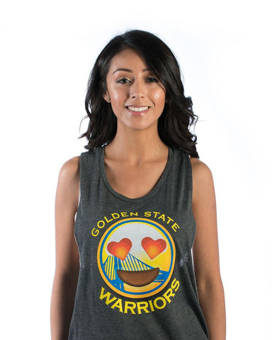 Warriors Heart Emoji Tank- Dark Gray Heather