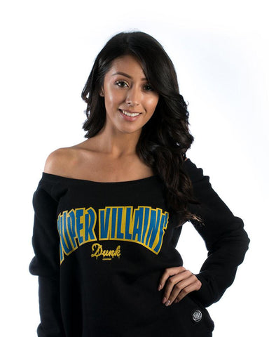 Super Villains Wide Neck Sweatshirt - Black