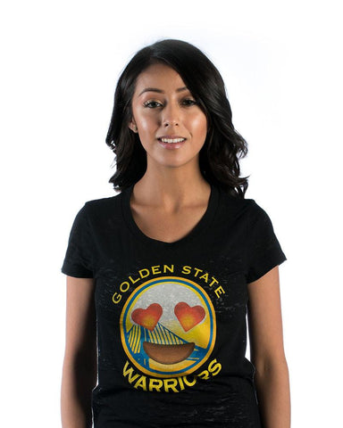 Warriors Heart Emoji T-shirt - Black Burnout