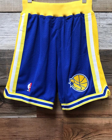 Golden State Warriors NBA Authentic Throwback Shorts - Royal Blue & Yellow