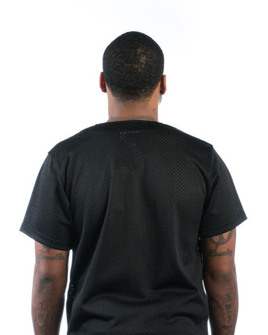Mitchell & Ness Mesh Button Front Jersey - Black
