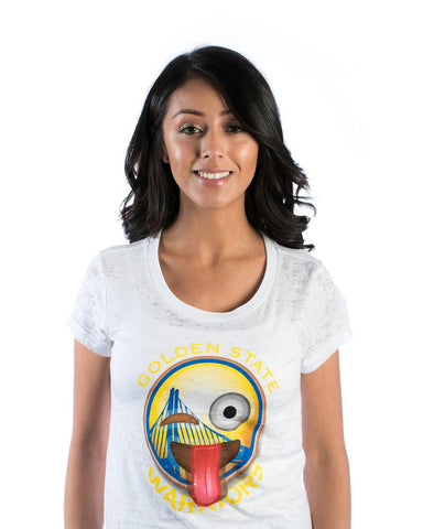 Warriors Tongue Emoji T-shirt - White Burnout