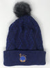 Golden State Warriors - Crossed Out Texture Pattern Knit Fur Pom Beanie - Blue